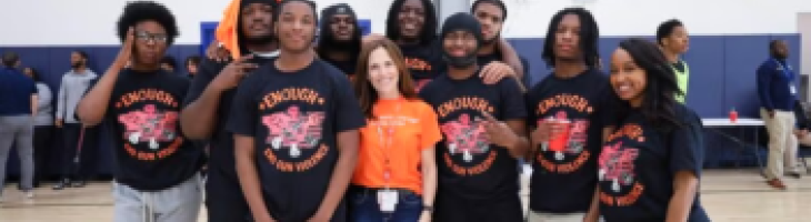 Dr. Dorothy Novick and Sophia Collins with Boys Latin students